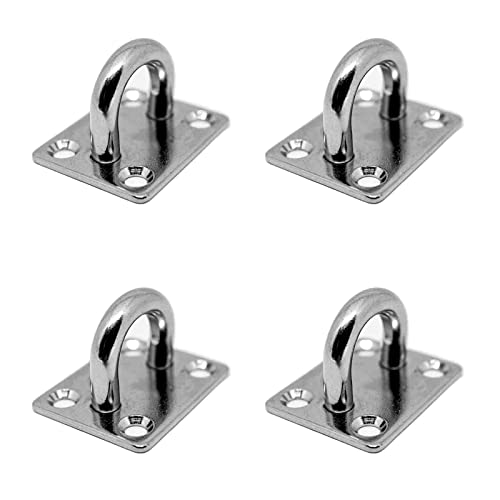 PRIOstahl Augplatten Zurröse Deckenöse Decksplatte Platte Mastplatte - 35 x 40 mm x 4 Stück Wandöse Decksplatte Schwerlast Ankerplatte Mastplatte Öse Sonnensegel Boxsack Seilzug aus Edelstahl V2A von PRIOstahl