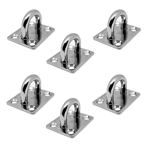 PRIOstahl Augplatten Zurröse Deckenöse Decksplatte Platte Mastplatte - 35 x 40 mm x 6 Stück Wandöse Decksplatte Schwerlast Ankerplatte Mastplatte Öse Sonnensegel Boxsack Seilzug aus Edelstahl V2A von PRIOstahl