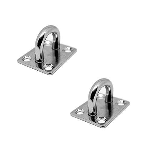 PRIOstahl Augplatten Zurröse Deckenöse Decksplatte Platte Mastplatte - 40 x 50 mm x 2 Stück Wandöse Decksplatte Schwerlast Ankerplatte Mastplatte Öse Sonnensegel Boxsack Seilzug aus Edelstahl V2A von PRIOstahl
