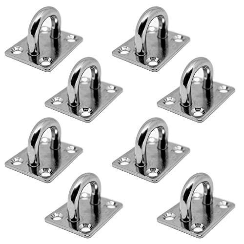 PRIOstahl Augplatten Zurröse Deckenöse Decksplatte Platte Mastplatte - 40 x 50 mm x 8 Stück Wandöse Decksplatte Schwerlast Ankerplatte Mastplatte Öse Sonnensegel Boxsack Seilzug aus Edelstahl V2A von PRIOstahl