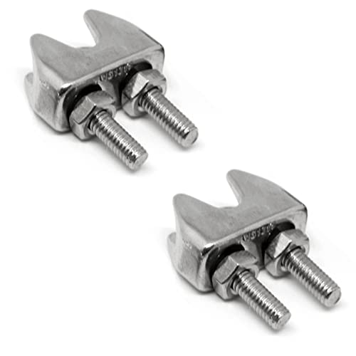 PRIOstahl Drahtseilklemmen Seilklemme Klemme für Drahtseil Bügelseilklemme U-Bolzen Drahtseilkausche - 2 Stück 10mm Seil Seilverbinder Seilspanner Draht Drahtklemmen Edelstahlseil aus Edelstahl V4A von PRIOstahl
