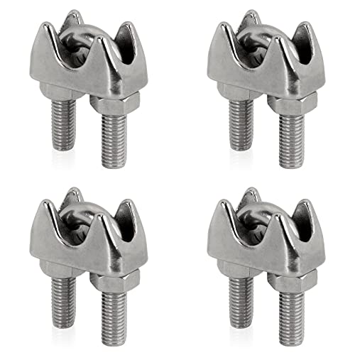 PRIOstahl Drahtseilklemmen Seilklemme Klemme für Drahtseil Bügelseilklemme U-Bolzen Drahtseilkausche - 4 Stück 6mm Seil Seilverbinder Seilspanner Draht Drahtklemmen Edelstahlseil aus Edelstahl V4A von PRIOstahl