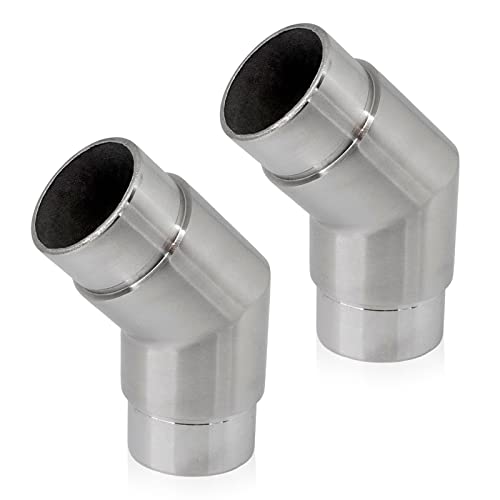 PRIOstahl Eckbogen Rohrbogen Rohrverbinder Steckfitting Eckverbinder Bogen 135 Grad - 2 Stück Ø 33,7 mm für Rundrohre Rohr Handlauf Verbindung zum Stecken Geländerbau Rostfrei aus Edelstahl V2A von PRIOstahl