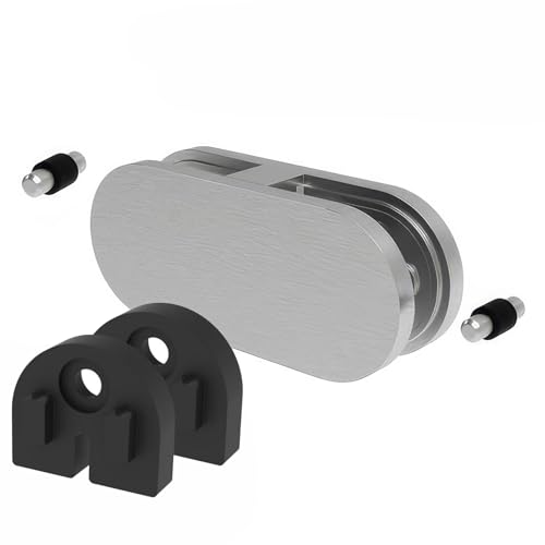 PRIOstahl Glashalter Doppelglashalter 180 Grad doppelseitig Edelstahl V4A rostfrei – Glasklemme für Glasstärke 12 mm – 107x45x30 mm – inkl. 4 Gummieinlagen & 2 Sicherungsstifte – Balkon Geländer von PRIOstahl