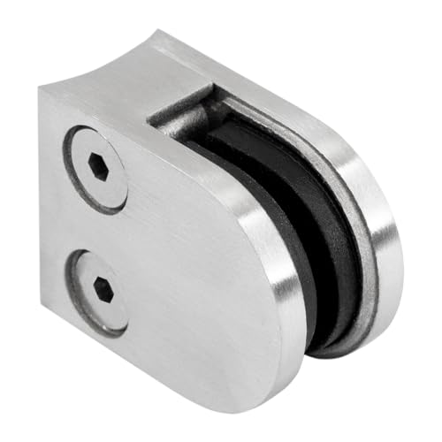 PRIOstahl Glashalter Glasklemmen Klemmhalter Glasplattenhalter - 1 Stück Größe: 35 x 29 x 18 mm Anschluss: Ø42,4 mm - für Glas 4 mm Geländerbau Sichtschutz aus Edelstahl V2A von PRIOstahl