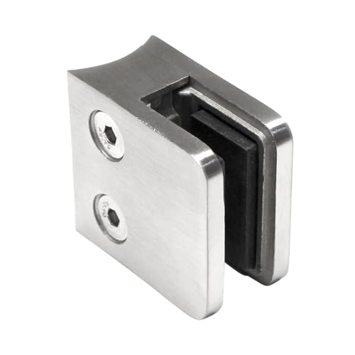 PRIOstahl Glashalter Glasklemmen Klemmhalter Glasplattenhalter - 1 Stück Größe: 45 x 45 x 25-27 mm Anschluss: Ø42,4 mm - für Glas 10 mm Geländerbau Sichtschutz aus Edelstahl V2A von PRIOstahl