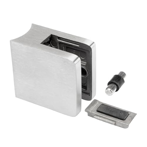 PRIOstahl Glashalter Glasklemmen Klemmhalter Glasplattenhalter - 1 Stück Größe: 45 x 45 x 26 mm mit Sicherungsstift & Sicherungsplatte Anschluss: Ø42,4 mm - für Glas 8 mm aus Edelstahl V2A von PRIOstahl