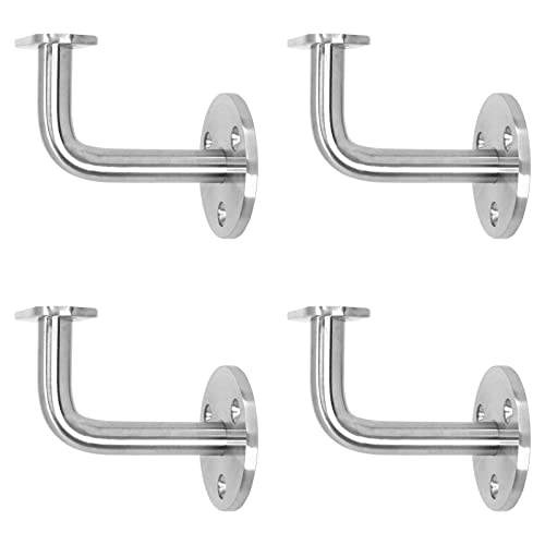 PRIOstahl Handlaufhalter Handlauf Handlaufstütze Wandhalter - 4 x Handlaufträger Flach an die Wand zum Anschrauben an Vierkantrohr mit 3-Loch Befestigung aus Edelstahl V2A Geländer Rohr Treppe von PRIOstahl