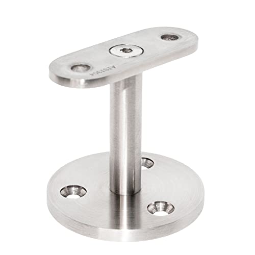 PRIOstahl Handlaufhalter Handlaufträger Wandhalter Handlaufstütze - 1 x Handlauf Flach an die Wand zum Anschrauben an Vierkantrohr mit 3-Loch Befestigung aus Edelstahl V2A Geländer Rohr Treppe von PRIOstahl