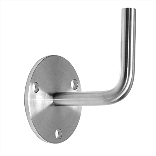 PRIOstahl Handlaufhalter Wandhalter Handlaufstütze Rohrhalter Geländerhalterung - 1 x Handlaufträger an die Wand flach mit 3-Loch Befestigung zum anschweißen aus Edelstahl V2A Geländer Treppe von PRIOstahl