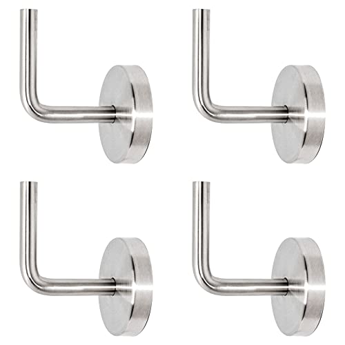 PRIOstahl Handlaufhalter Wandhalter Handlaufstütze Rohrhalter Geländerhalterung - 4 x Handlaufträger an die Wand flach mit Abdeckrosette zum anschweißen an Rohr aus Edelstahl V2A Geländerbau von PRIOstahl