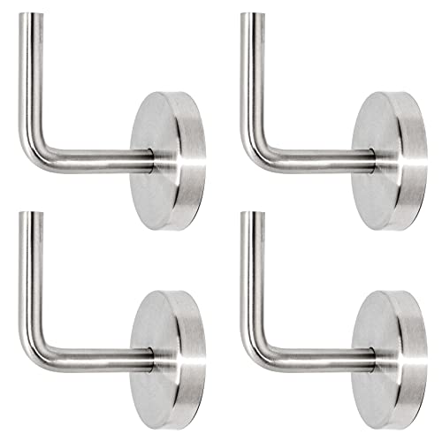 PRIOstahl Handlaufhalter Wandhalter Handlaufstütze für Handlauf - 4 x Handlaufträger an die Wand 3-loch mit Abdeckrosette mit M6 Innengewinde zum Anschrauben Rohr aus Edelstahl V2A Geländer Treppe von PRIOstahl