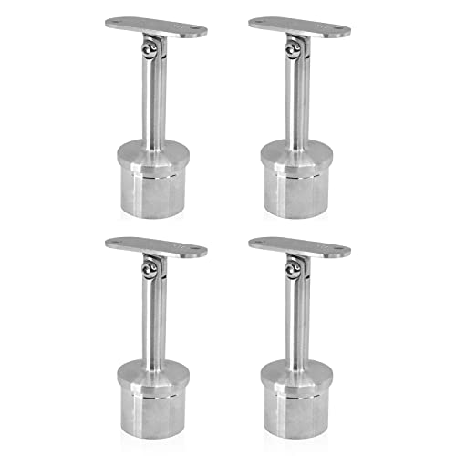 PRIOstahl Handlaufhalter für Rohr Handlaufträger Geländerhalterung Rohrhalter - 4 x Handlaufstütze stellbar mit Anschraubplatte Flach für Vierkantrohr Handlauf Geländer aus Edelstahl V2A von PRIOstahl