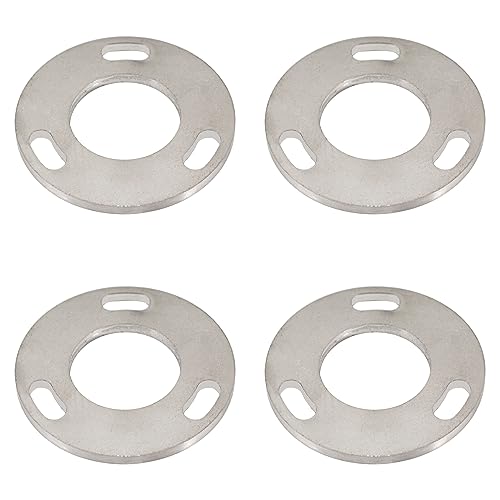 PRIOstahl Ronde Bodenplatte Ankerplatte Platte Flansch mit 3-Loch Bohrung x 4 Stück Größe: 100 mm x 6 mm als Befestigung für Ø 42,4 mm Rundrohr Handlauf Geländerbau Rostfrei aus Edelstahl V2A von PRIOstahl