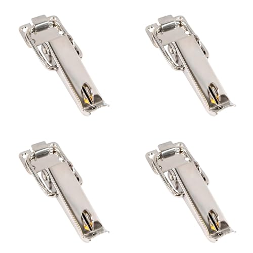 PRIOstahl Spannverschluss Kistenverschluss Hebelverschluss Verschlüsse - 4 x Verschluss 72 mm mit Schließhaken 24 mm Sicherheitsverschluss abschließbar für Schrank Rostfrei aus Edelstahl V2A von PRIOstahl