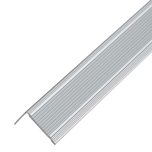 PRIOstahl Treppenkantenprofil Treppenprofil Winkelprofil Selbstklebende Leiste - 1 Stück Farbe: Silber Ausführung: 20 x 30 x 2 mm Länge: 1000 mm geriffelter Treppenkantenschutz aus Aluminium von PRIOstahl