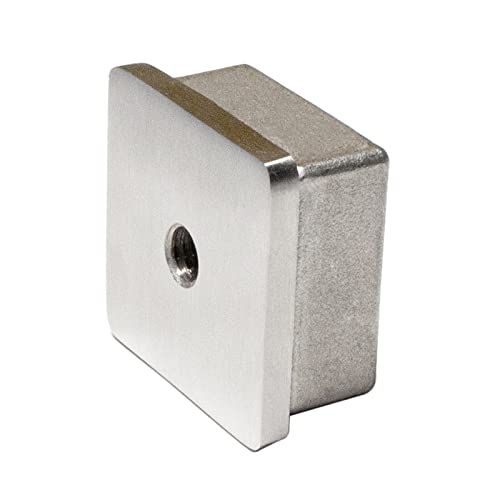 PRIOstahl Vierkantrohrstopfen Rohrstopfen Stopfen Abdeckkappe Rohrkappe - 40 x 40 x 2mm x 1 Stück Flach mit M8 Gewinde für Vierkantrohr als Endkappe Abdeckung Rohr Geländerbau aus Edelstahl V2A von PRIOstahl