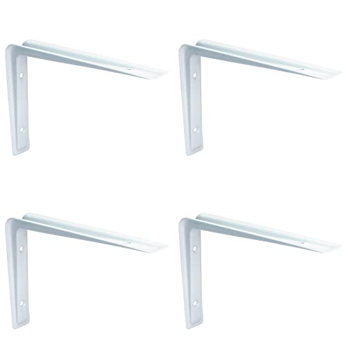 PRIOstahl Regalträger Stahlwinkel Regalwinkel Regalhalterung Regalkonsole Regalbodenträger - 4 x Träger 155 x 220 mm in Weiß für Regale Regalsystem Wand Winkel Wandregal Wandkonsole aus Stahl von PRIOstahl