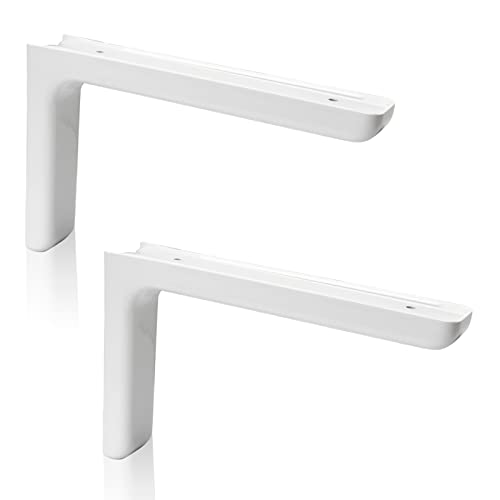 PRIOstahl Regalträger mit Abdeckung Regalwinkel Regalkonsole Regalbodenträger - 2 x Träger 146 x 235 mm in Weiß für Regal Regalböden Wandregal Wandkonsole aus Stahl mit Kunststoffabdeckung von PRIOstahl