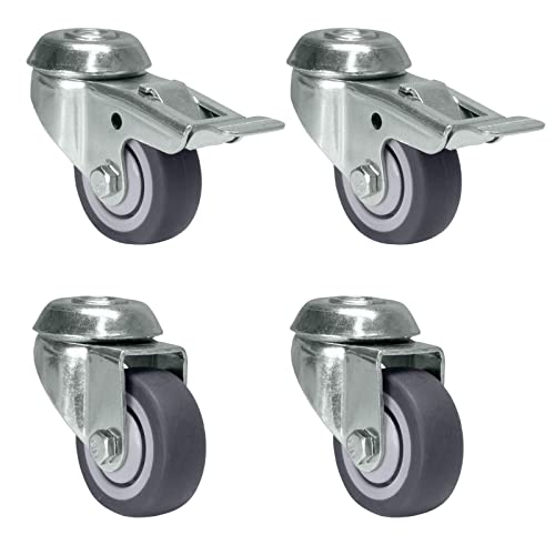 PRIOstahl Möbelrollen Klein mit Rückenloch 50mm Set mit Bremse - Lenkrollen bis 160kg Schwerlastrollen - Spurlos Abrollende Laufrollen Rollen für Möbel Arbeitstisch Werkstatt Räder Transportroller PRIOstahl Möbelrollen Klein mit Rückenloch 50mm Set mit Bremse - Lenkrollen bis 160kg Schwerlastrollen - Spurlos Abrollende Laufrollen Rollen für Möbel Arbeitstisch Werkstatt Räder Transportroller von PRIOstahl