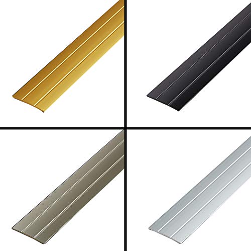 Übergangsleiste | Übergangsprofil | Übergangsschiene flach | Ausgleichsprofil | Aluminium Abdeckleiste | Bodenschiene | Farbe: Gold | Länge 1340mm | 37mm Breit | Selbstklebend von PRIOstahl