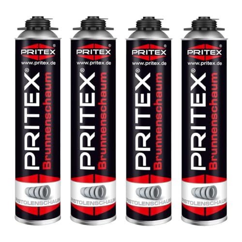 PRITEX – Brunnenschaum 4 x 750 ml zur Montage von Brunnenschachtringen & Rohrelementen – Pistolenschaum mit sehr guter Haftung & hoher Beständigkeit – Bauschaum für Montagepistole PRITEX – Brunnenschaum 4 x 750 ml zur Montage von Brunnenschachtringen & Rohrelementen – Pistolenschaum mit sehr guter Haftung & hoher Beständigkeit – Bauschaum für Montagepistole von PRITEX