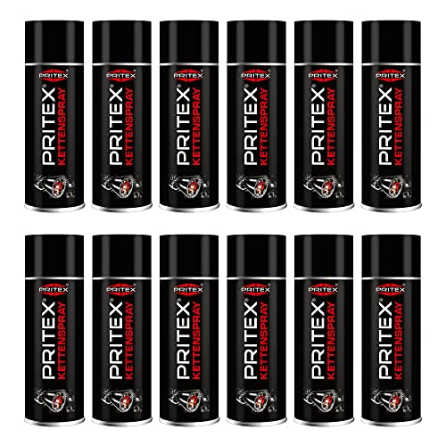 PRITEX – Kettenspray 12 x 400 ml für Motorrad & Fahrrad – Kettenfett bietet hohen Schutz vor Reibung, Verschleiß & Korrosion – Schmiermittel Spray mit sehr guter Haftung & Schmierleistung – Kettenöl PRITEX – Kettenspray 12 x 400 ml für Motorrad & Fahrrad – Kettenfett bietet hohen Schutz vor Reibung, Verschleiß & Korrosion – Schmiermittel Spray mit sehr guter Haftung & Schmierleistung – Kettenöl von PRITEX