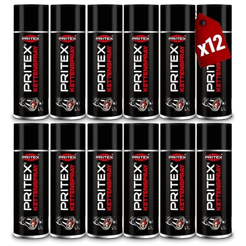 PRITEX – Kettenspray 12 x 400 ml für Motorrad & Fahrrad – Kettenfett bietet hohen Schutz vor Reibung, Verschleiß & Korrosion – Schmiermittel Spray mit sehr guter Haftung & Schmierleistung – Kettenöl PRITEX – Kettenspray 12 x 400 ml für Motorrad & Fahrrad – Kettenfett bietet hohen Schutz vor Reibung, Verschleiß & Korrosion – Schmiermittel Spray mit sehr guter Haftung & Schmierleistung – Kettenöl von PRITEX