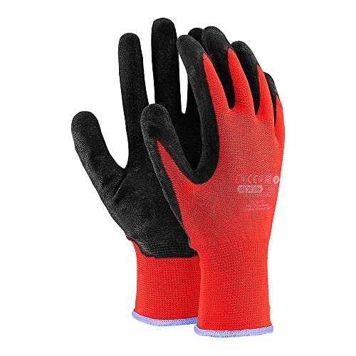 PRITEX Handschuhe Arbeitshandschuhe | 12 Paar | Größe 9 L | Rot/Schwarz | Schutzhandschuhe aus Polyester und mit Latex beschichtet von PRITEX