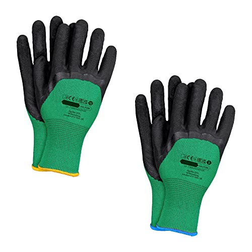 PRITEX Handschuhe Schutzhandschuhe | Größe 10 XL | 24 Paar | Grün/Schwarz | Schutzhandschuhe aus Polyester und mit Nitril beschichtet von PRITEX