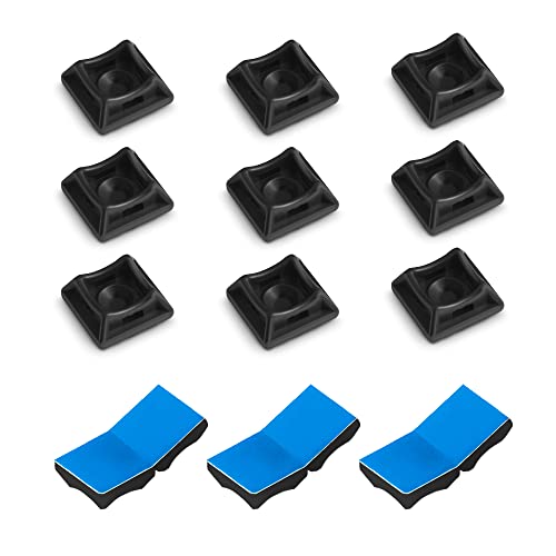 PRITEX - Klebesockel für Kabelbinder | 100 Stück | selbstklebend Schwarz | Größe: 20 x 20 mm | für Kabelbinder bis max. 3,6 mm | Montagesockel | UV Beständig von PRITEX