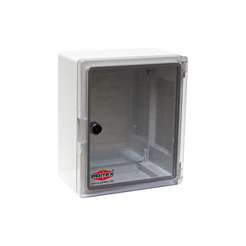 PRITEX – Kunststoff Schaltschrank mit Sichttür IP65 Industriegehäuse 180 x 240 x 120 mm – Verteilerkasten mit verzinkter Montageplatte – Tür mit umlaufender Dichtung – Leergehäuse Schaltkasten (Grau) von PRITEX