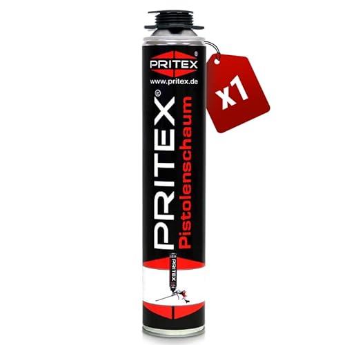 PRITEX – Pistolenschaum 1x 750 ml zum Verfüllen, Dämmen & Abdichten – Montageschaum mit hervorragender Schall- & Wärmedämmung – Bauschaum für Montagepistole von PRITEX