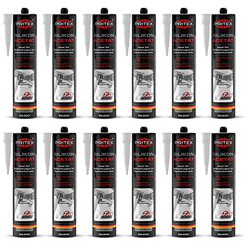 PRITEX – Sanitär Silikon transparent 12x 300 ml zum Abdichten & Verfugen – Acetat für Bad, Dusche & WC – wasserdicht, langlebig & schimmelresistent – Fugendichtmasse mit sehr guter Haftung PRITEX – Sanitär Silikon transparent 12x 300 ml zum Abdichten & Verfugen – Acetat für Bad, Dusche & WC – wasserdicht, langlebig & schimmelresistent – Fugendichtmasse mit sehr guter Haftung von PRITEX