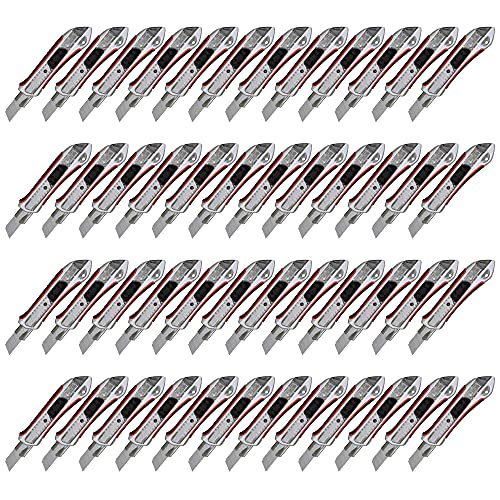Pemium Cuttermesser 18 mm Teppichmesser 48 Stück Alu Druckguss gummierter Griff | Profi Cutter für 18 mm Abbrechklingen von PRITEX