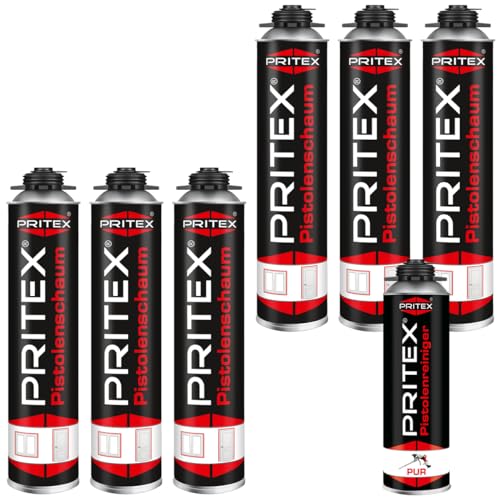 Pistolenschaum 6 x 750ml + 1 Pistolenreiniger 500ml Montageschaum Isolierschaum Bauschaum Dämmstoffschaum Pistolenschaum 6 x 750ml + 1 Pistolenreiniger 500ml Montageschaum Isolierschaum Bauschaum Dämmstoffschaum von PRITEX