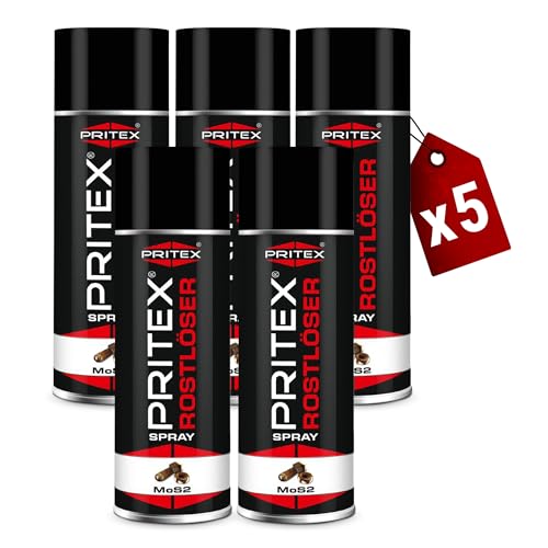 PRITEX – MoS2 Rostlöser Spray 5 x 400 ml – Kriechöl löst festsitzende Verbindungen & beseitigt Quietschen/Knarren – hochwertiges Schmiermittel schützt vor Rost & Korrosion PRITEX – MoS2 Rostlöser Spray 5 x 400 ml – Kriechöl löst festsitzende Verbindungen & beseitigt Quietschen/Knarren – hochwertiges Schmiermittel schützt vor Rost & Korrosion von PRITEX