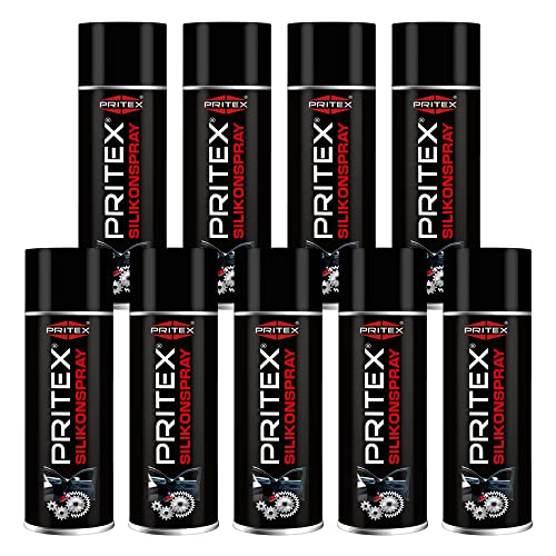 PRITEX – Silikonspray 9 x 400 ml schmiert, pflegt und schützt diverse Materialien – fettfreies Trennmittel für Kunststoff, Gummi, Holz & Metall – Gleitspray Pflegemittel Schmiermittel von PRITEX