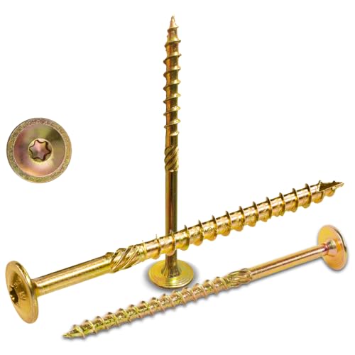 Spanplattenschrauben Tellerkopf Holzschrauben 10,0 x 280 mm-25 Stück verzinkt Tellerkopfschrauben Konstruktionsschrauben Torx von PRITEX