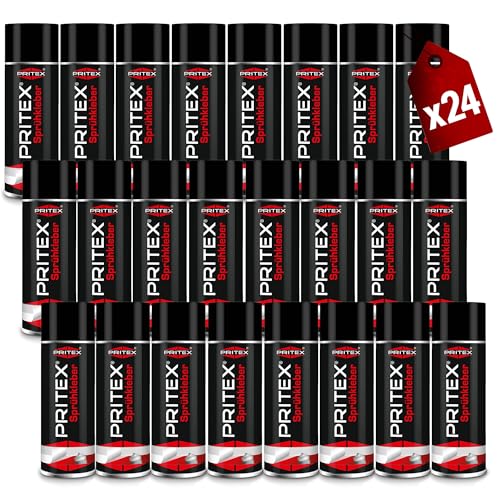 PRITEX – Sprühkleber 24x 400 ml für KFZ, Handwerk, Modellbau, DIY & Haushalt – Kleber Spray mit hoher Sofortklebekraft für Papier, Karton, Holz, Kork, Leder, Textilien, Schaumstoff, Gummi & Kunststoff von PRITEX