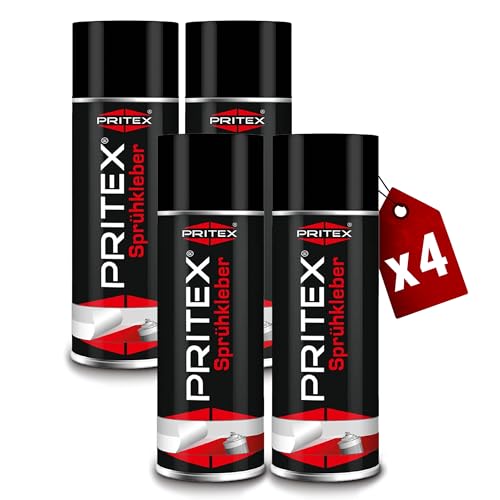 PRITEX – Sprühkleber 4x 400 ml für KFZ, Handwerk, Modellbau, DIY & Haushalt – Kleber Spray mit hoher Sofortklebekraft für Papier, Karton, Holz, Kork, Leder, Textilien, Schaumstoff, Gummi & Kunststoff PRITEX – Sprühkleber 4x 400 ml für KFZ, Handwerk, Modellbau, DIY & Haushalt – Kleber Spray mit hoher Sofortklebekraft für Papier, Karton, Holz, Kork, Leder, Textilien, Schaumstoff, Gummi & Kunststoff von PRITEX