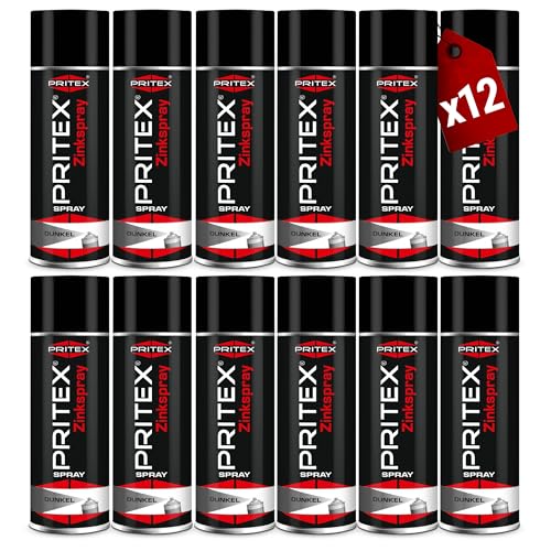 PRITEX – Zinkspray Dunkel 12 x 400 ml als Rostschutz für Metalle – Korrossionsschutz Grundierung – hitzebeständige Rostschutzfarbe bis +500°C – hervorragendes Haftvermögen & hohe Abriebfestigkeit PRITEX – Zinkspray Dunkel 12 x 400 ml als Rostschutz für Metalle – Korrossionsschutz Grundierung – hitzebeständige Rostschutzfarbe bis +500°C – hervorragendes Haftvermögen & hohe Abriebfestigkeit von PRITEX