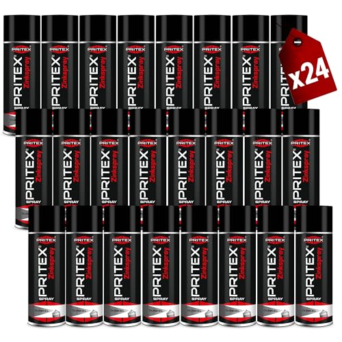 PRITEX – Zinkspray Dunkel 24 x 400 ml als Rostschutz für Metalle – Korrossionsschutz Grundierung – hitzebeständige Rostschutzfarbe bis +500°C – hervorragendes Haftvermögen & hohe Abriebfestigkeit PRITEX – Zinkspray Dunkel 24 x 400 ml als Rostschutz für Metalle – Korrossionsschutz Grundierung – hitzebeständige Rostschutzfarbe bis +500°C – hervorragendes Haftvermögen & hohe Abriebfestigkeit von PRITEX