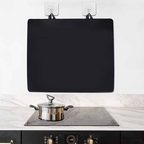 Herd Schutzmatte Induktion: PRITOK 61,5x53 cm Herdabdeckplatte Spritzschutz Küche, Herdabdeckplatte Abdeckung für Ceranfeld Abdeckung Induktionskochfeld Aufrollbare Matte Schwarz von PRITOK