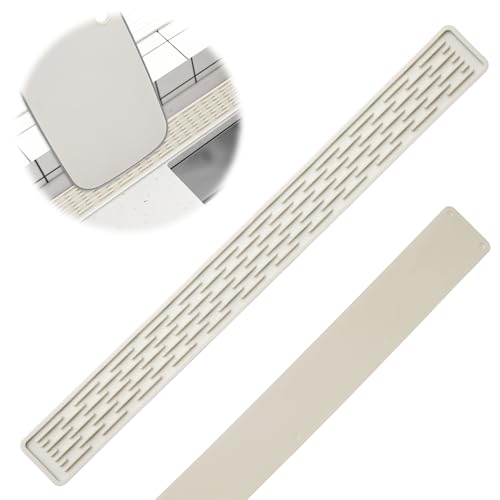 PRITOK Abtropfmatte Schmal: 70 x 5 x 0,5 cm Abtropfmatte Silikon, Lange Abtropfmatte, Schmale Barmatte, Verlängerte, Silikon-Abtropfmatte für Geschirr, Tassen, Flaschen (Cremefar, 70cm) von PRITOK