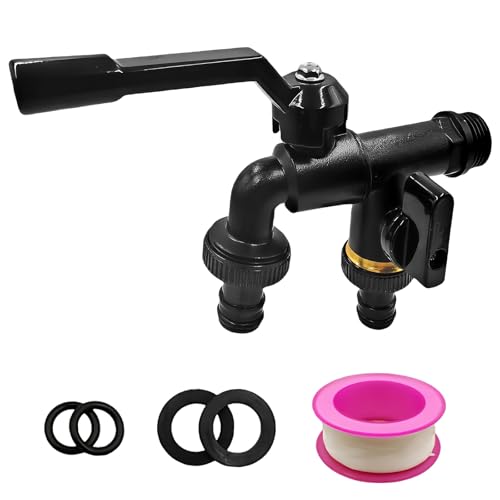 PRITOK Doppel Auslaufhahn Garten Wasserhahn: Universal Wasserhahn Garten 1/2 Zoll, Frostsicherer Außenwasserhahn mit Rollendichtband aus Messing Rost für Gießen Blumen, Waschmaschinen, Autowaschen von PRITOK