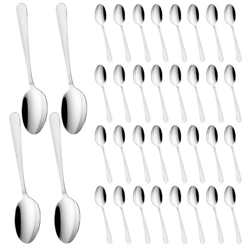 PRITOK Baguette Suppenlöffel: 36 Stück Edelstahl, Hochwertig, Spülmaschinenfest, für Küche und Restaurant (16.8 cm, Silber) von PRITOK