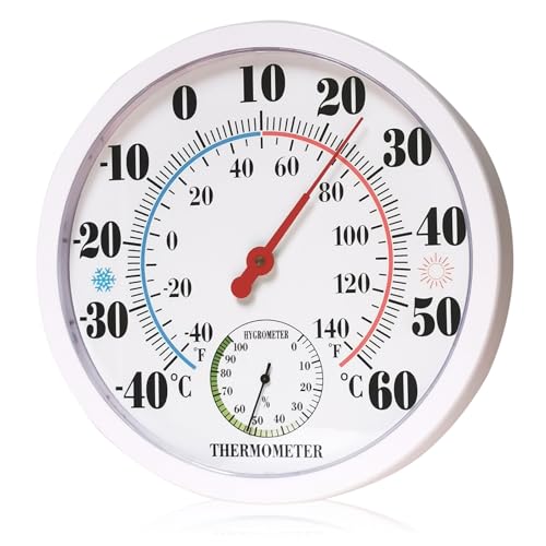 PRITOK Hygrometer Analog: 25CM Präzisions Thermo-Hygrometer, Thermometer-Hygrometer, Raumthermometer Temperatur und Luftfeuchtigkeitsmesser für die Raumklimatisierung, Gewächshaus Weiß PRITOK Hygrometer Analog: 25CM Präzisions Thermo-Hygrometer, Thermometer-Hygrometer, Raumthermometer Temperatur und Luftfeuchtigkeitsmesser für die Raumklimatisierung, Gewächshaus Weiß von PRITOK