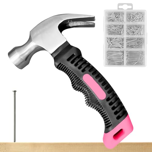 PRITOK Klauenhammer 560 Kleine Nagel Set: Mini Hammer Set mit Hardware Nägeln Mini Kleiner Klauenhammer mit Rutschfestem Griff für DIY, Holzarbeit, Camping, Reparatur Rosa PRITOK Klauenhammer 560 Kleine Nagel Set: Mini Hammer Set mit Hardware Nägeln Mini Kleiner Klauenhammer mit Rutschfestem Griff für DIY, Holzarbeit, Camping, Reparatur Rosa von PRITOK