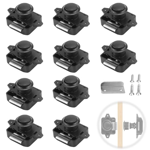 Push Button Catch Door Lock: PRITOK 10 Stück Wohnmobil Schlösser, Großes Cabinet Lock Catch Schranktürschloss Möbelschloss für Wohnmobil Caravan Yacht Schrank Tür, Schwarz Push Button Catch Door Lock: PRITOK 10 Stück Wohnmobil Schlösser, Großes Cabinet Lock Catch Schranktürschloss Möbelschloss für Wohnmobil Caravan Yacht Schrank Tür, Schwarz von PRITOK